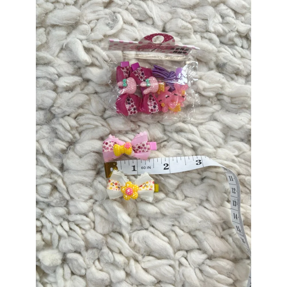 Girls Unbranded Hair Accessories Set Pink Yellow mini Bows Clips